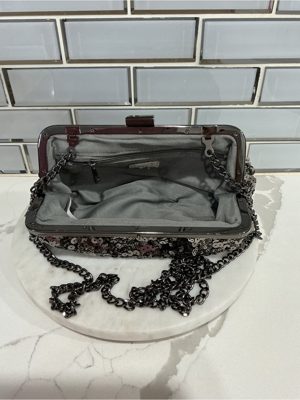 a new day Black Sequin Clutch with Chain Strap - Picture 3 of 4